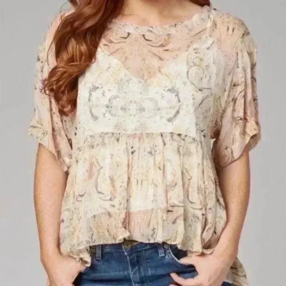 FREE PEOPLE SAY YOU WILL SHEAR TOP IVORY SIZE XS